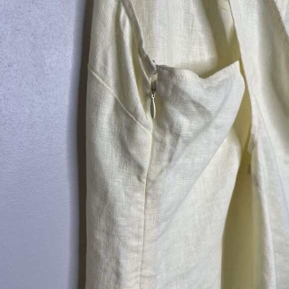 MADEWELL Mini Dress Women 2 Pale Yellow 100% Linen NEW Cross Back A-Line NR350 - Picture 11 of 14